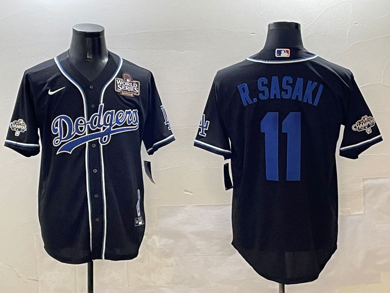 Men Los Angeles Dodgers #11 R.Sasaki Black Fashion Game 2025 Nike MLB Jersey style 3061